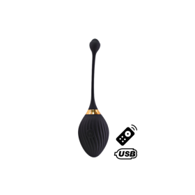 WAVE, Un Œuf vibrant noir USB avec télécommande, dans un silicone médical doux et lisse